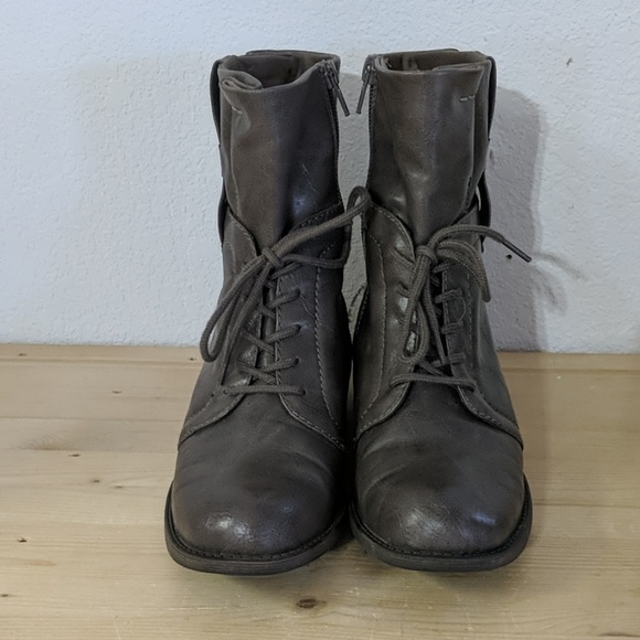 Kim Rogers Shoes - • Kim Rogers • Grey Zip Up Lace Up Combat Boots